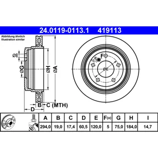 ATE Rear Disc Brake Rotor - 34216864044